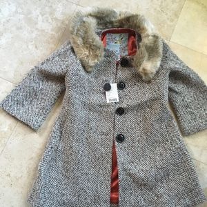 NWT Anthropologie Tabitha wool coat fur size 2